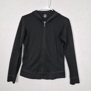 Patagonia Medium Organic Cotton Zip Up Hoodie Sweater Black Outdoors Granola